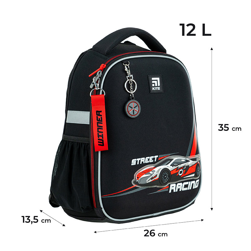 Hard-shaped school backpack Kite Education Racing K24-555S-5