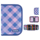 Пенал з наповненням Kite Purple Chequer K24-622H-3, 1 відділення, 2 відвороти