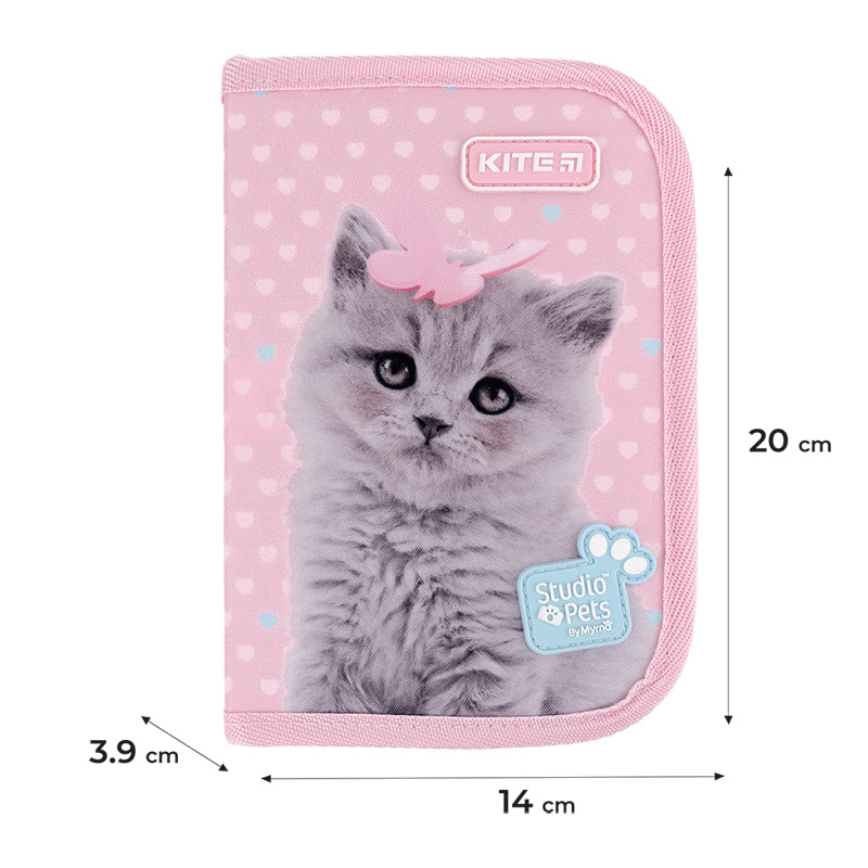 Pencil case without stationery Kite Studio Pets SP24-621, 1 compartment, 1 fold